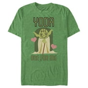 Men's Star Wars Valentine's Day Yoda One for Me Graphic Tee Kelly Heather 3X Large